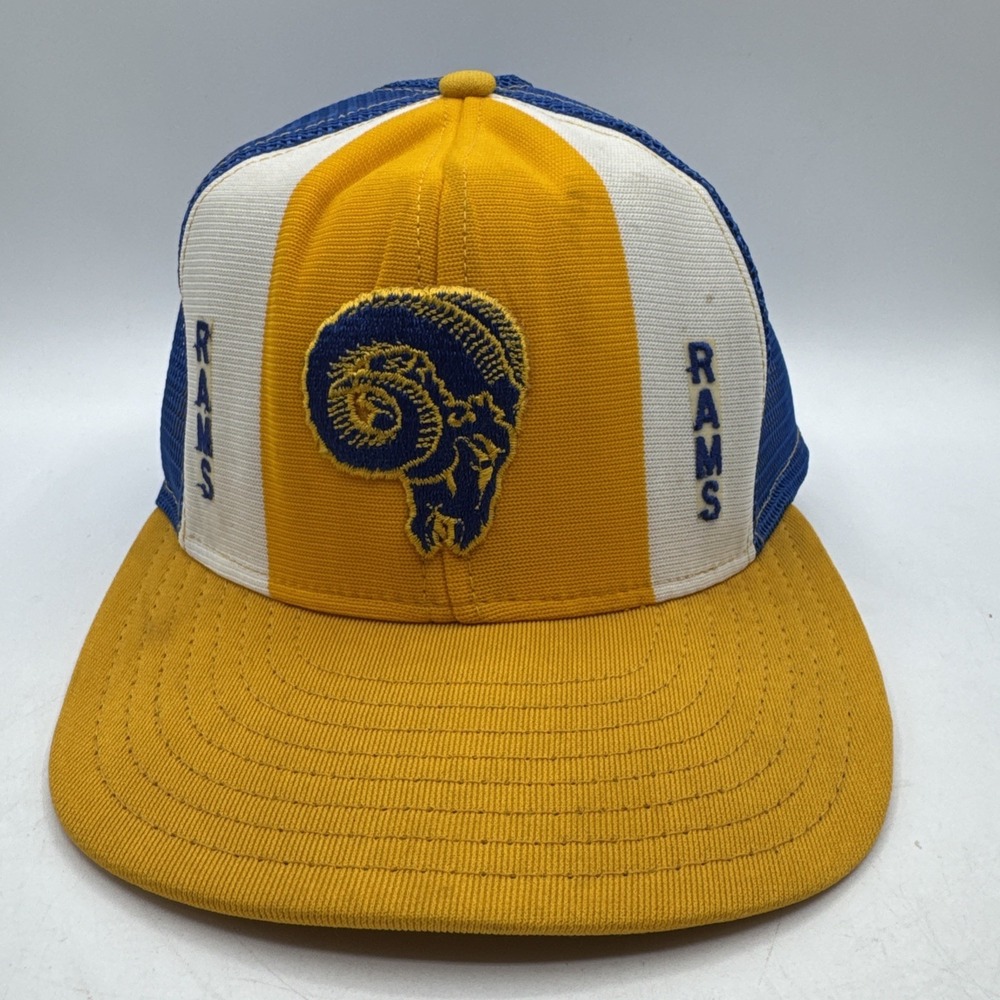 Los Angeles Rams Trucker Mesh Snapback Cap NFL AJD Lucky Stripes Vintage Large